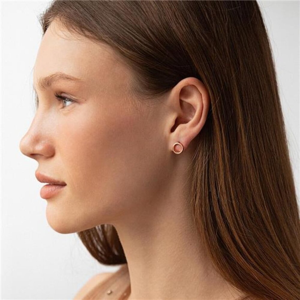 18k Gold Circle Stud Earrings – Minimalist Round Dainty Everyday Jewelry - Picture 2 of 5